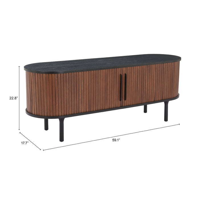 Koriana Entertainment Stand Black Walnut MDF Wood Storage Modern Design Image 11