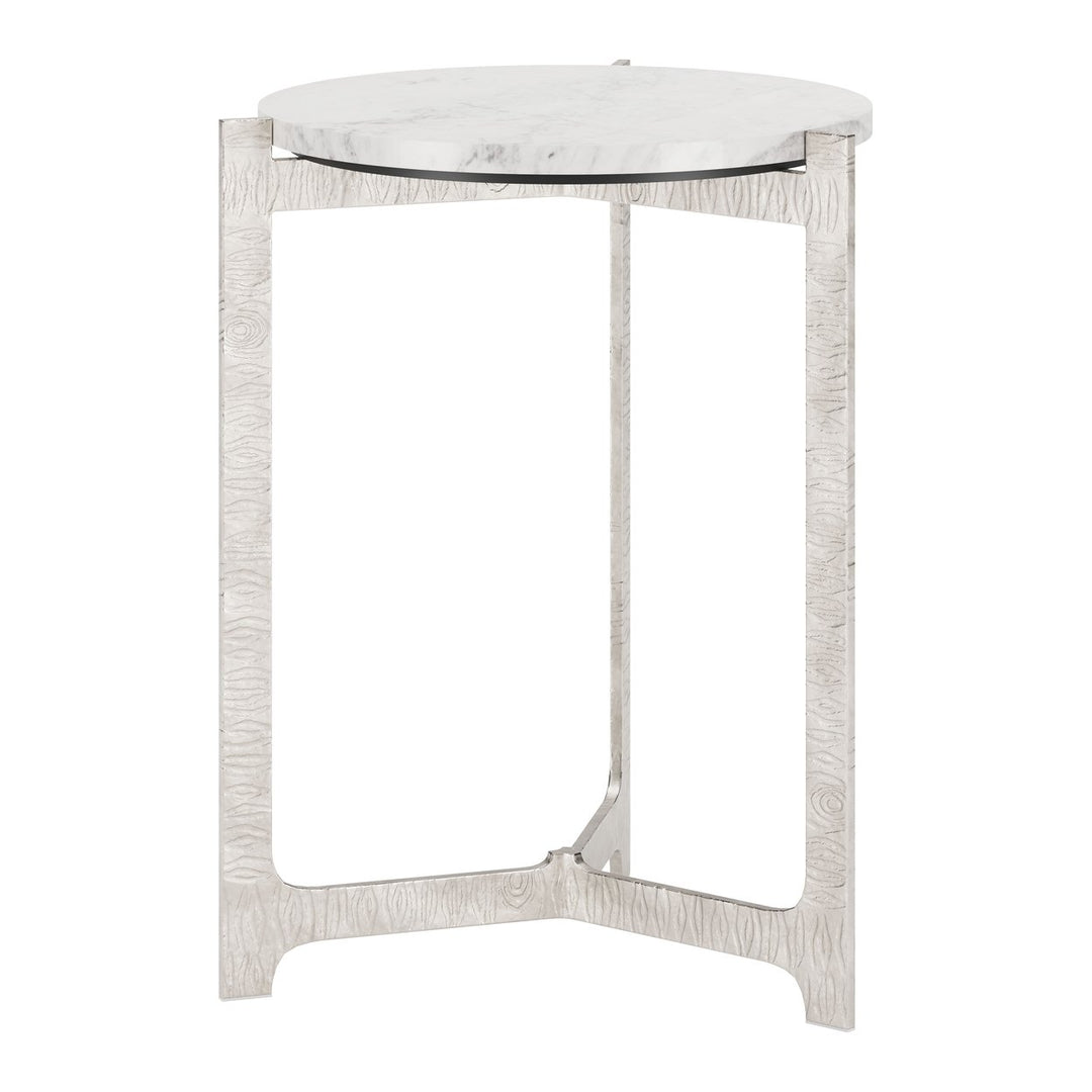 Barmas Side Table White Silver Marble Top Cast Aluminum Base Modern Furniture Image 1