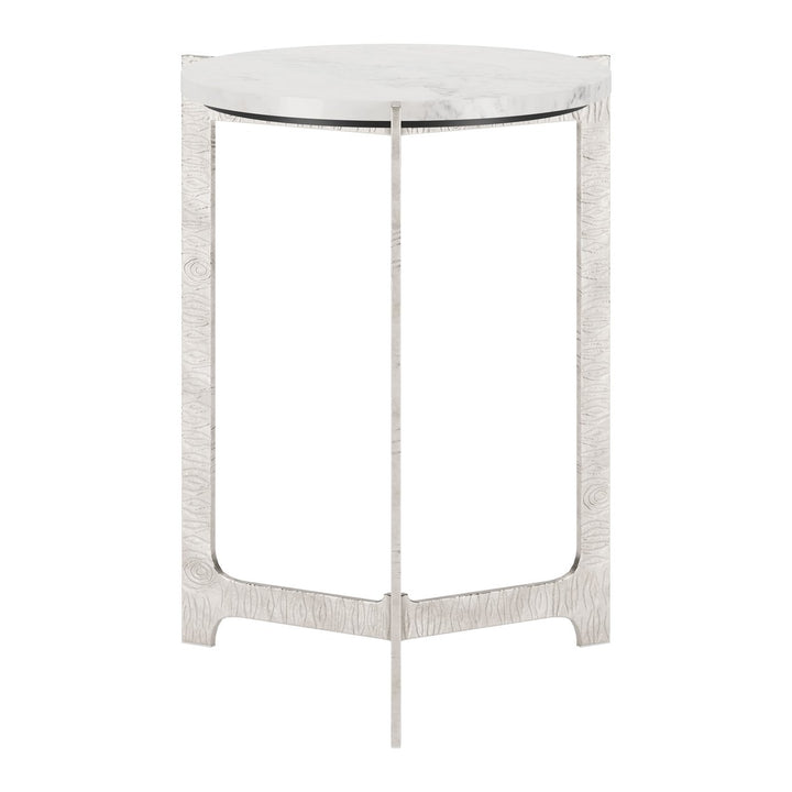 Barmas Side Table White Silver Marble Top Cast Aluminum Base Modern Furniture Image 2