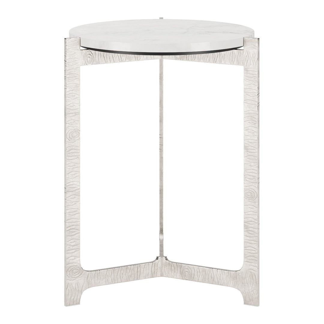 Barmas Side Table White Silver Marble Top Cast Aluminum Base Modern Furniture Image 3