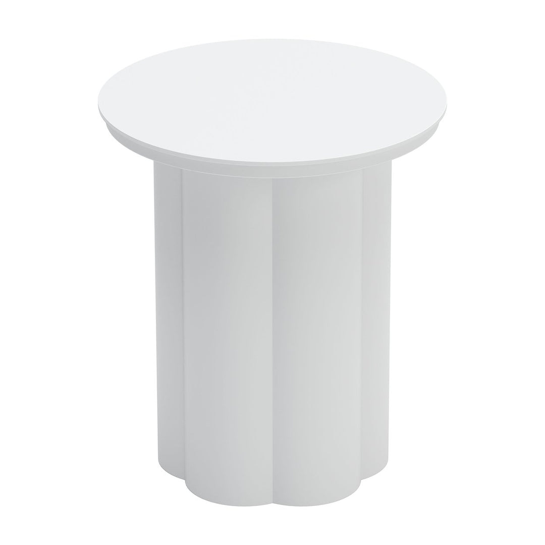 Kogur White Side Table Modern Chic Accent for Living Room Image 3