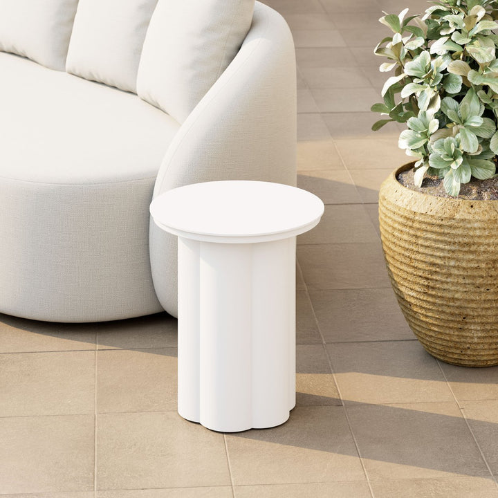 Kogur White Side Table Modern Chic Accent for Living Room Image 8