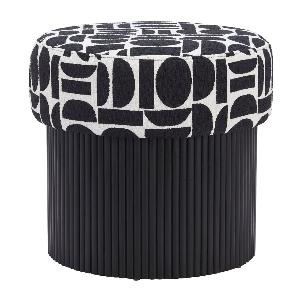 Boto Storage Ottoman Black and White Plush Fabric Durable Wood Modern Design Image 2