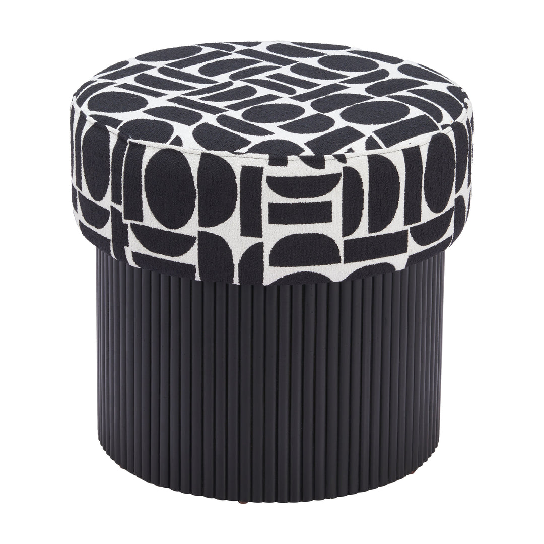 Boto Storage Ottoman Black and White Plush Fabric Durable Wood Modern Design Image 3