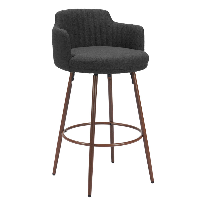 Kono Swivel Barstool Set of 2 Black Walnut Steel Fabric Modern Design Image 1