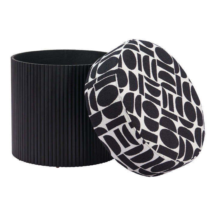 Boto Storage Ottoman Black and White Plush Fabric Durable Wood Modern Design Image 4