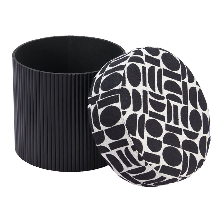 Boto Storage Ottoman Black and White Plush Fabric Durable Wood Modern Design Image 6