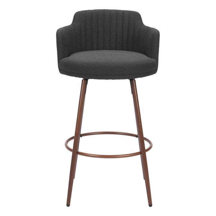 Kono Swivel Barstool Set of 2 Black Walnut Steel Fabric Modern Design Image 3