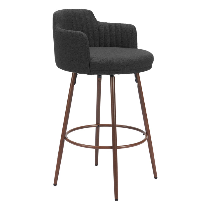 Kono Swivel Barstool Set of 2 Black Walnut Steel Fabric Modern Design Image 6