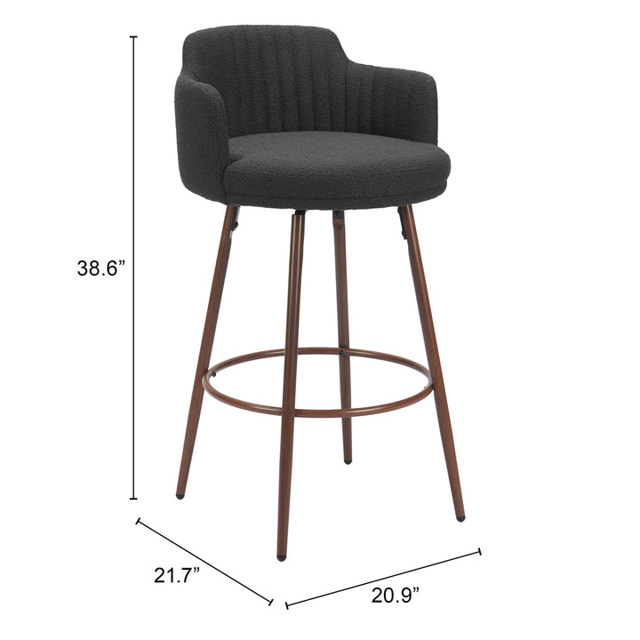 Kono Swivel Barstool Set of 2 Black Walnut Steel Fabric Modern Design Image 8