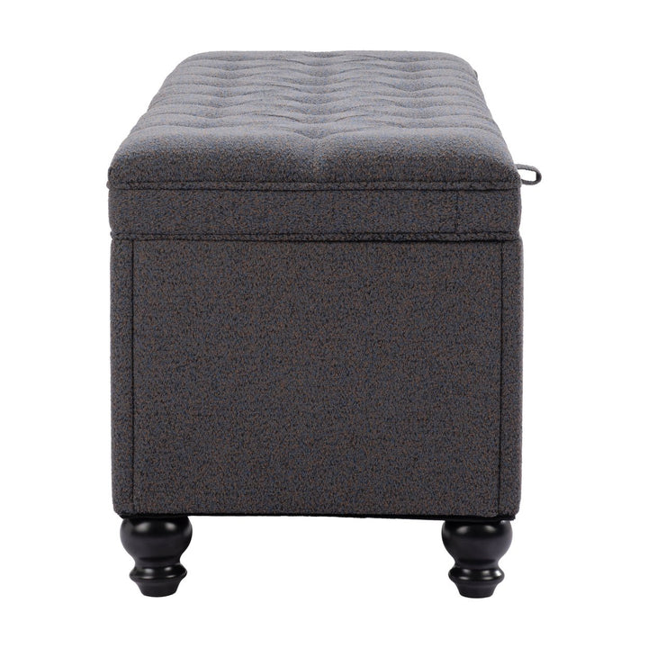 Halifax Storage Bench Gravel Gray Velvet Modern Design with Storage Space Image 2