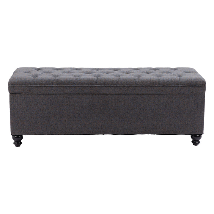 Halifax Storage Bench Gravel Gray Velvet Modern Design with Storage Space Image 4