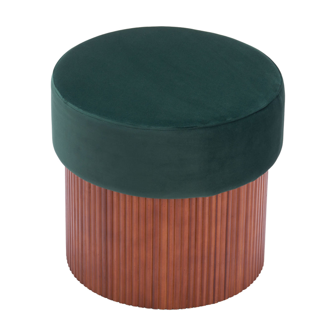 Boto Storage Ottoman Green Plush Fabric Modern Storage Seat for Living Room Image 3