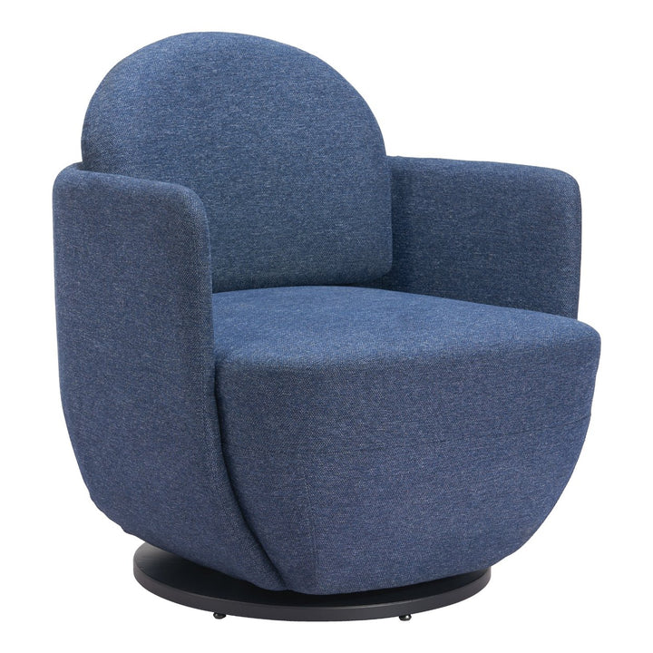 Bant Swivel Chair Blue Boucle Fabric Sturdy Plywood Frame Modern Design Image 1