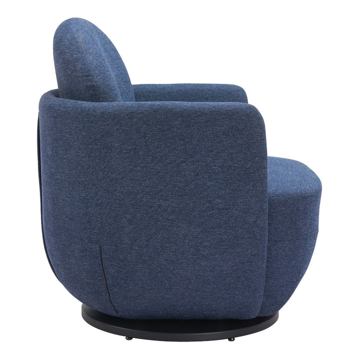 Bant Swivel Chair Blue Boucle Fabric Sturdy Plywood Frame Modern Design Image 2