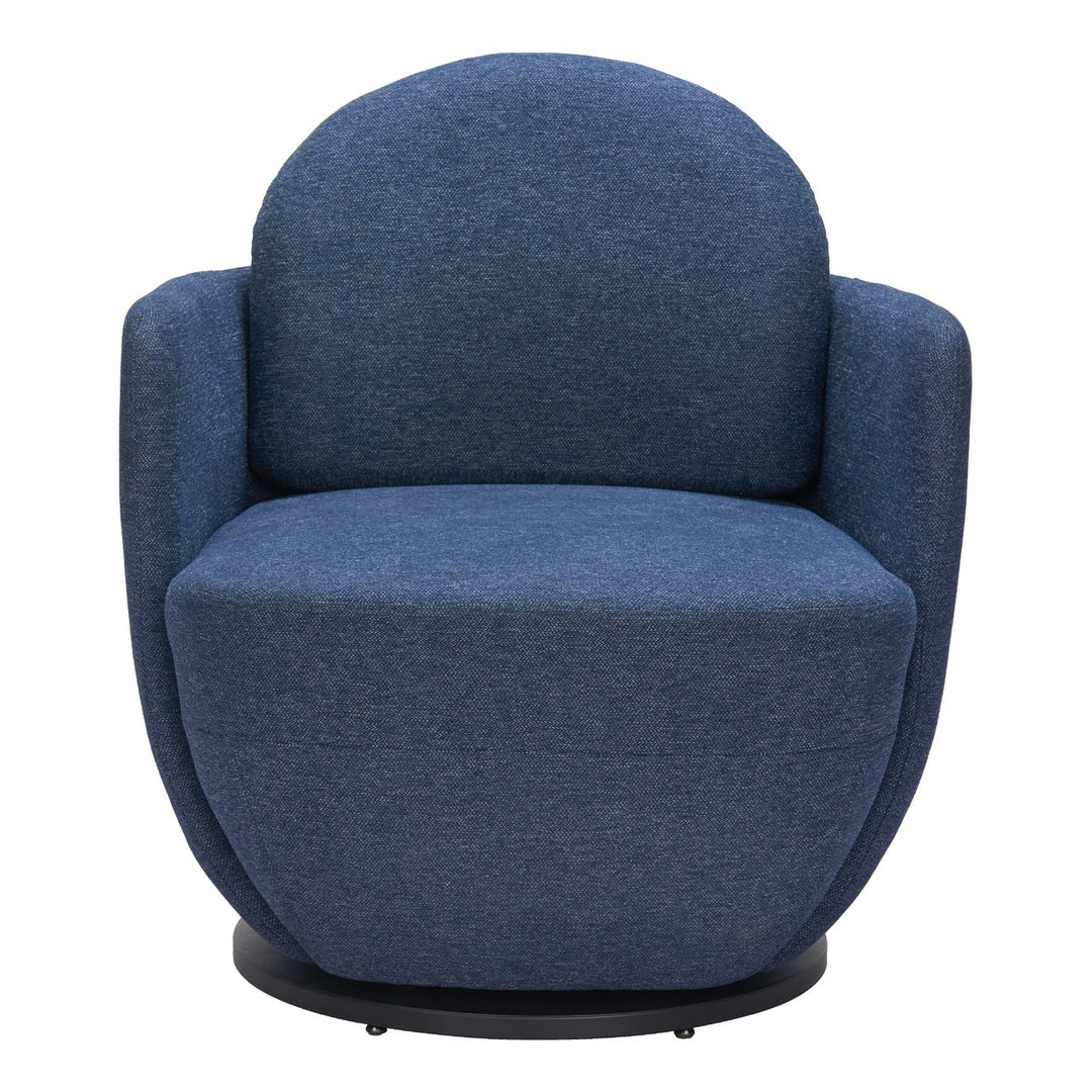 Bant Swivel Chair Blue Boucle Fabric Sturdy Plywood Frame Modern Design Image 3