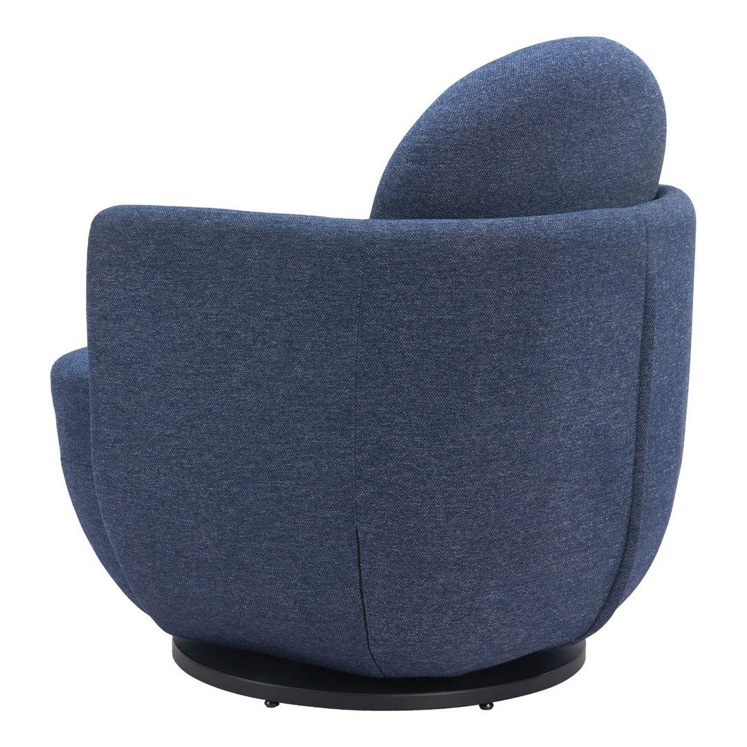 Bant Swivel Chair Blue Boucle Fabric Sturdy Plywood Frame Modern Design Image 5