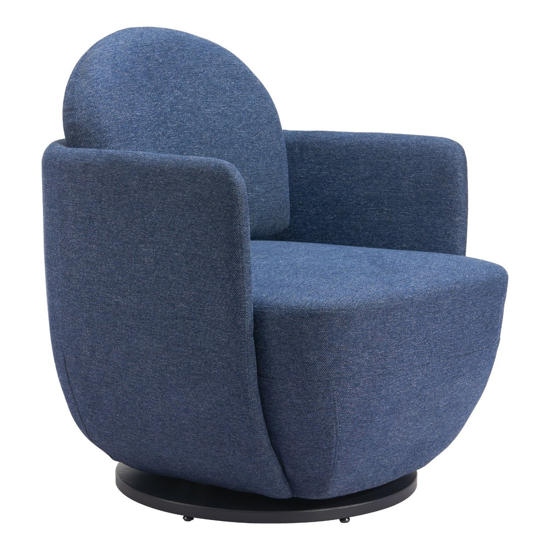 Bant Swivel Chair Blue Boucle Fabric Sturdy Plywood Frame Modern Design Image 6