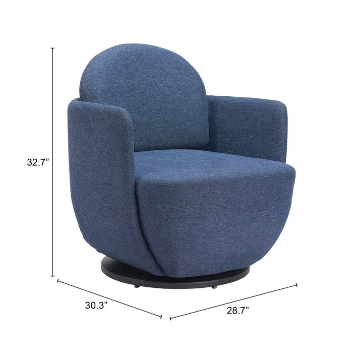 Bant Swivel Chair Blue Boucle Fabric Sturdy Plywood Frame Modern Design Image 8