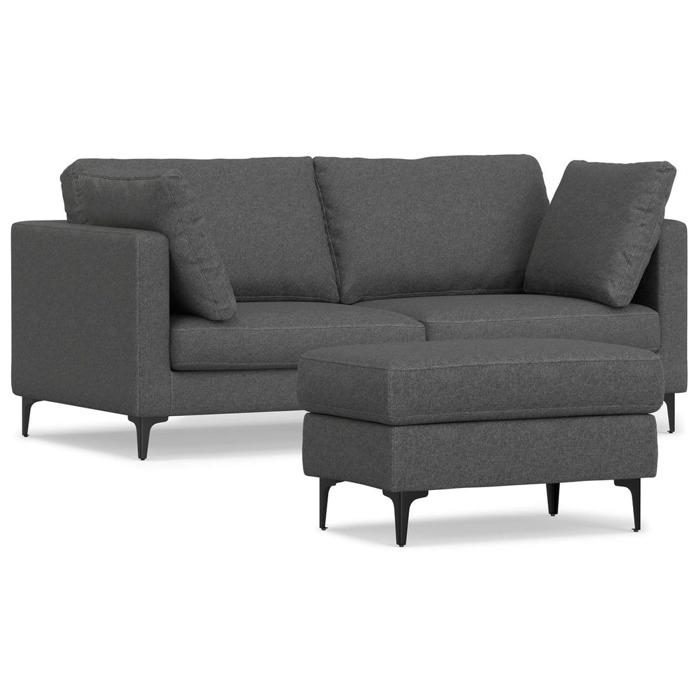 Ava 76 inch Mid Century Sofa with Ottoman Set Image 2