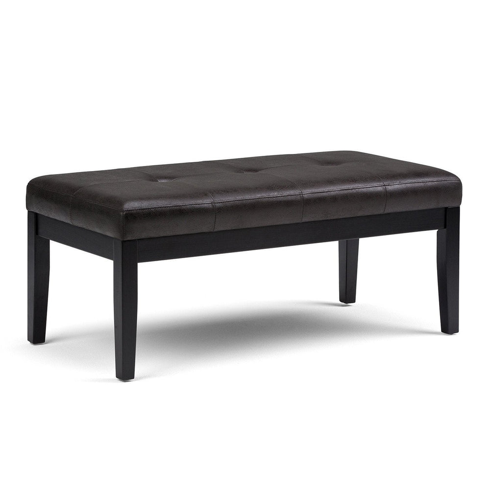 Lacey Ottoman Bench Distressed Vegan Leather 42.5 Inch Contemporary Design Image 2