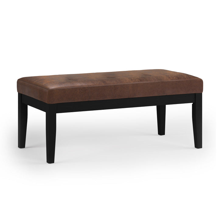 Lacey Ottoman Bench in Distressed Vegan Leather Image 3