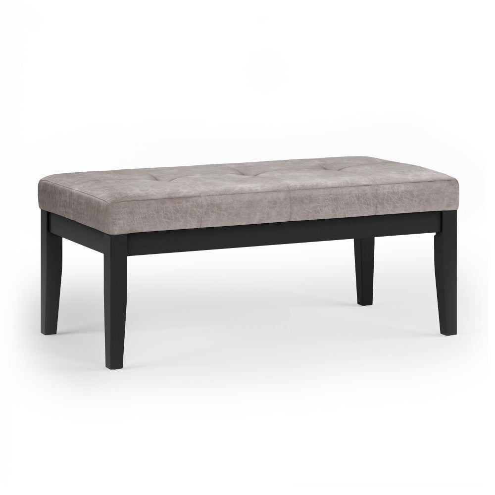 Lacey Ottoman Bench Distressed Vegan Leather 42.5 Inch Contemporary Design Image 4