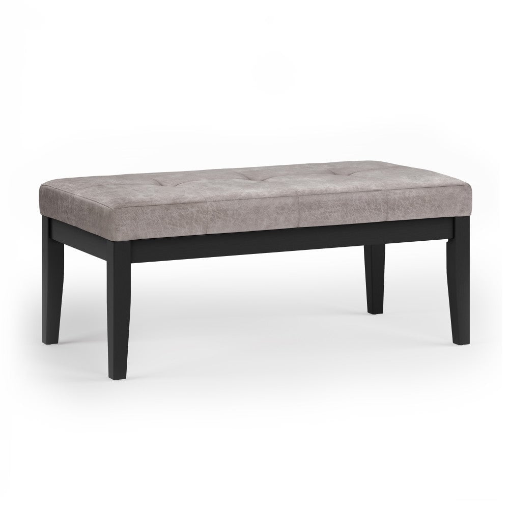 Lacey Ottoman Bench Distressed Vegan Leather 42.5 Inch Contemporary Design Image 1