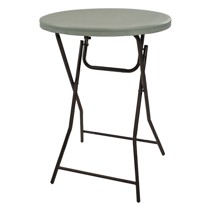 Sunnydaze Folding Round Patio Bar-Height Table - 31.75 in - Gray Image 1