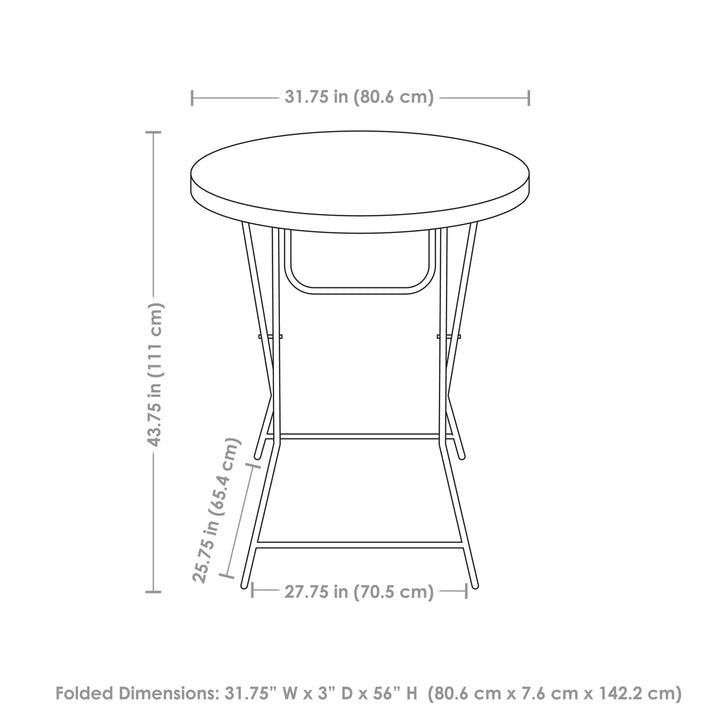 Sunnydaze Folding Round Patio Bar-Height Table - 31.75 in - Gray Image 2