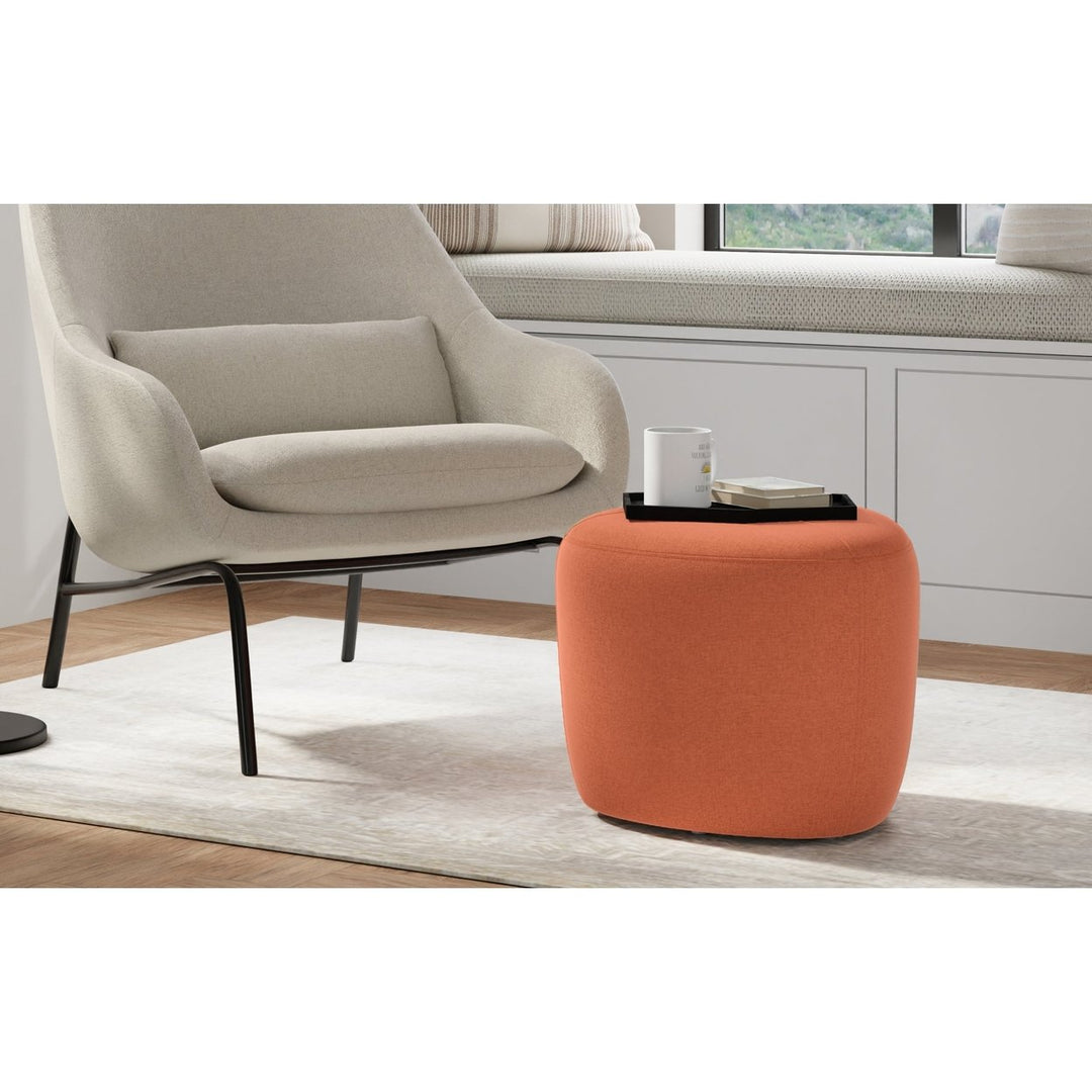 Moore Small Ottoman Linen Soft Upholstered Seating Footrest Modern Design Image 5