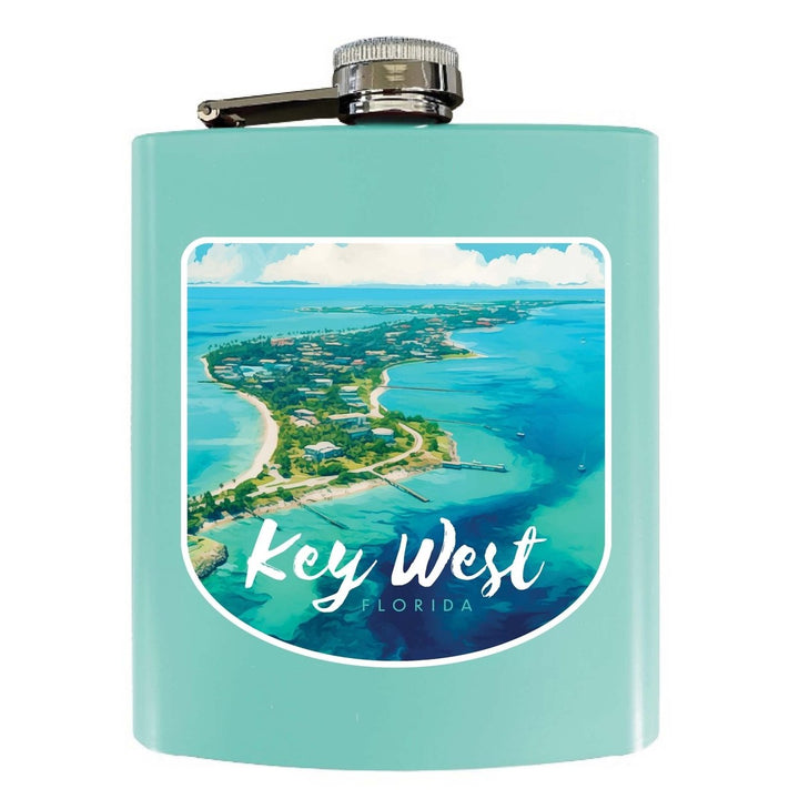 Key West Florida Design A Souvenir 7 oz Steel Flask Matte Finish Image 1