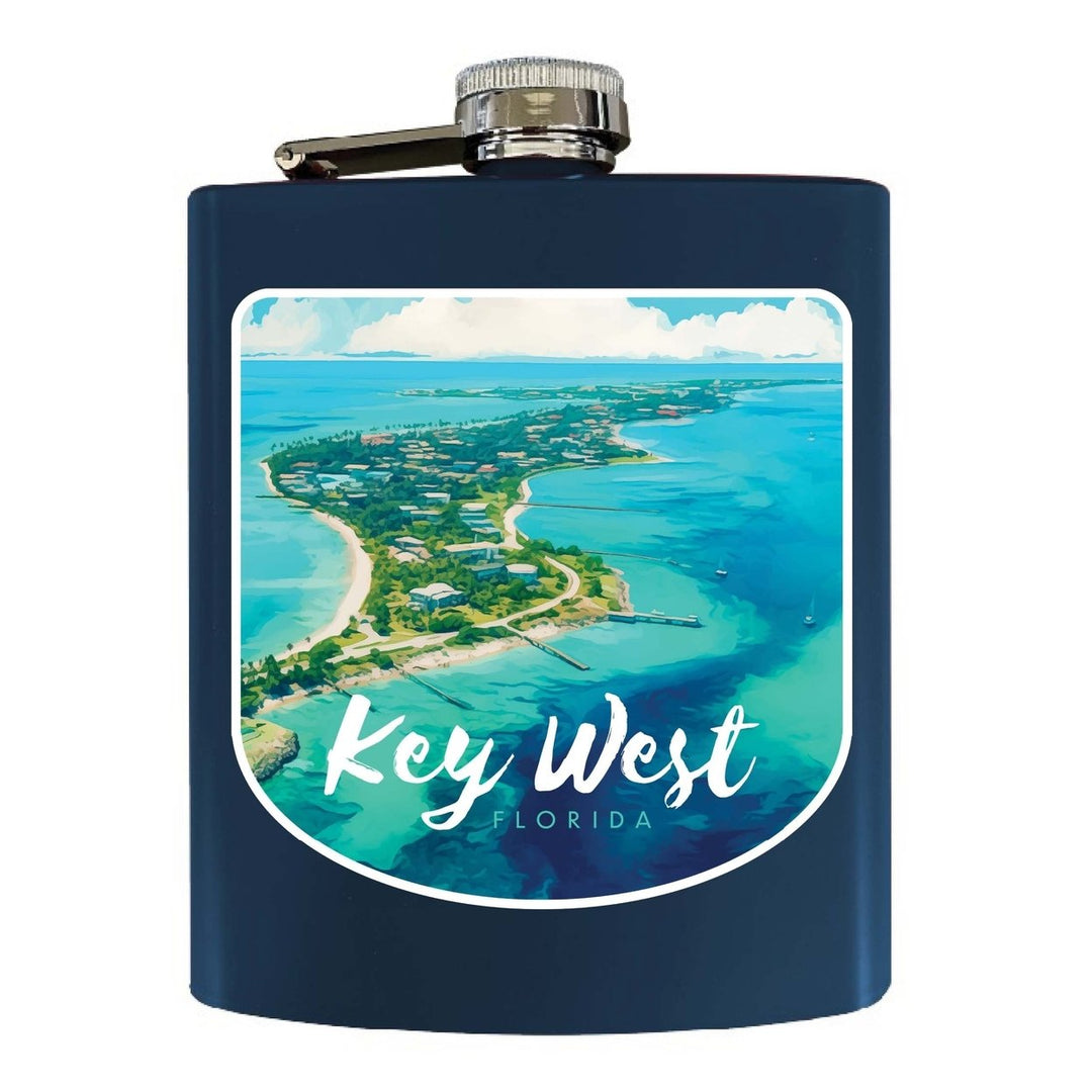 Key West Florida Design A Souvenir 7 oz Steel Flask Matte Finish Image 1