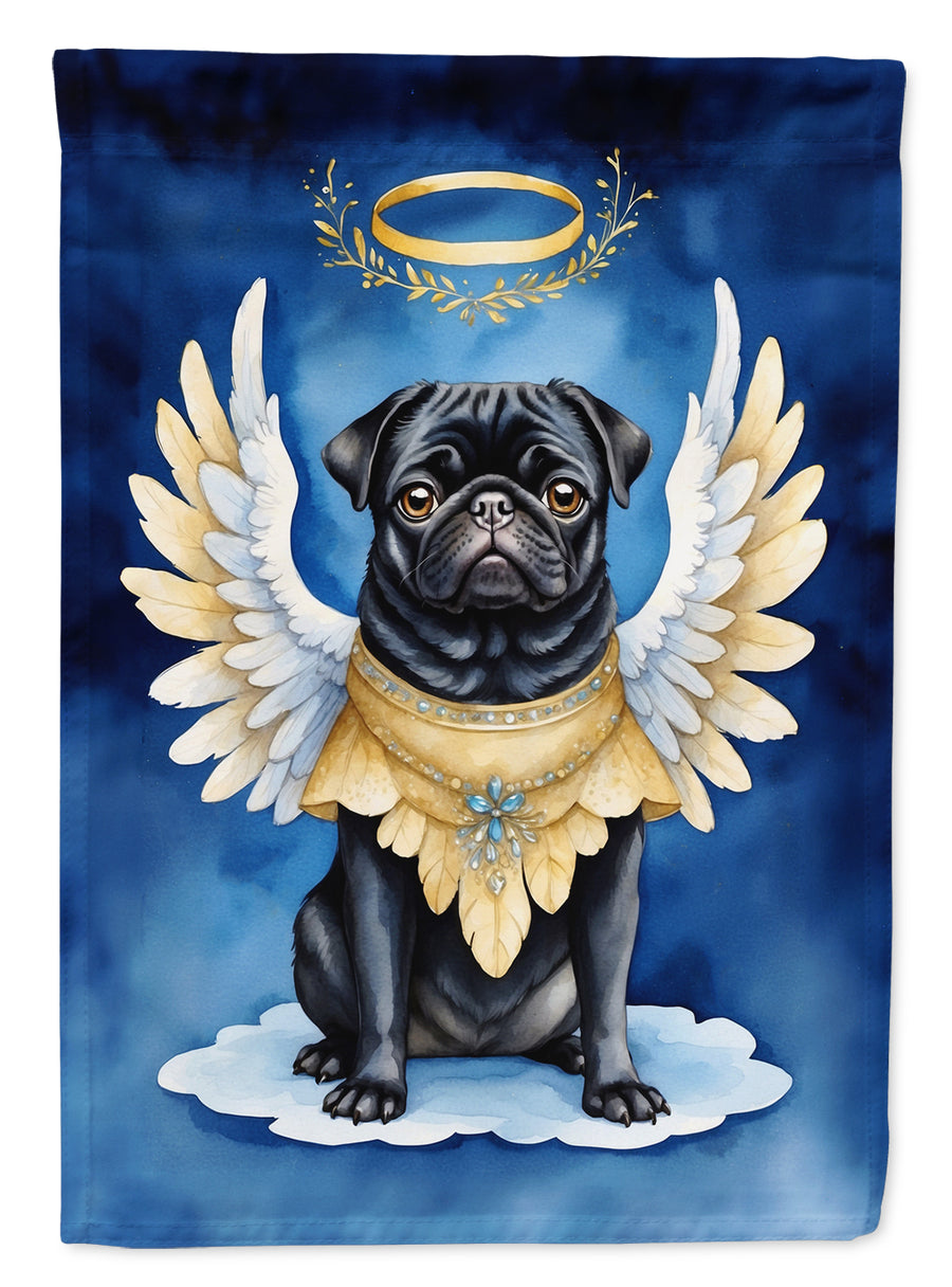 Black Pug My Angel House Flag Image 1