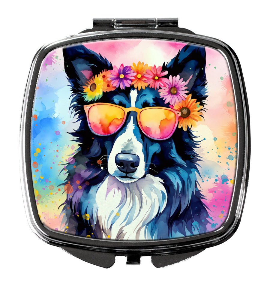 Border Collie Hippie Dawg Compact Mirror Image 1