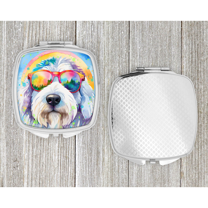 Old English Sheepdog Hippie Dawg Compact Mirror Image 4