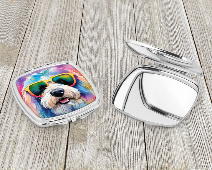 Old English Sheepdog Hippie Dawg Compact Mirror Image 3