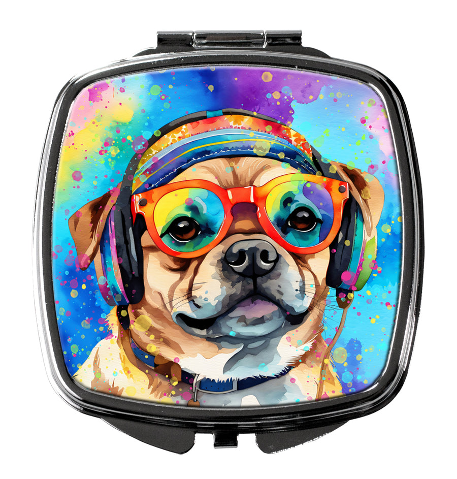 Pug Hippie Dawg Compact Mirror Image 1