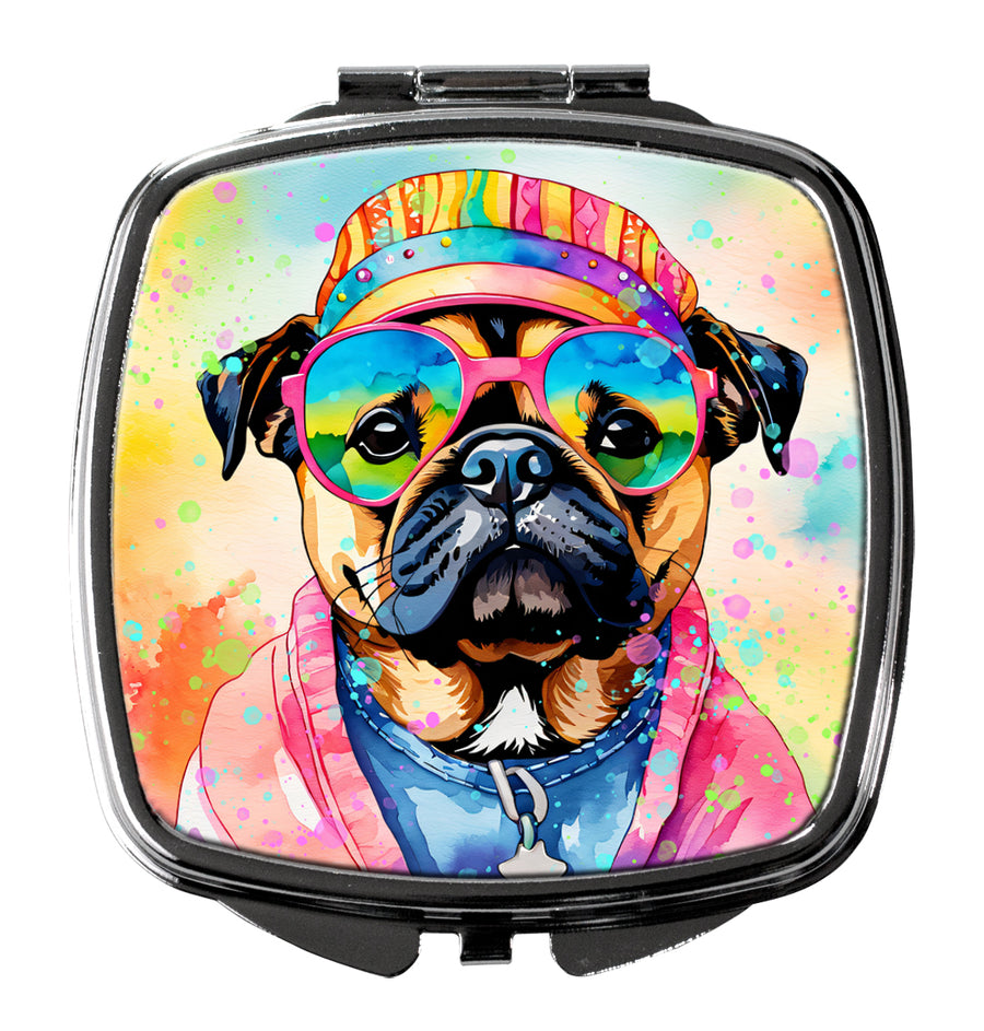 Pug Hippie Dawg Compact Mirror Image 1