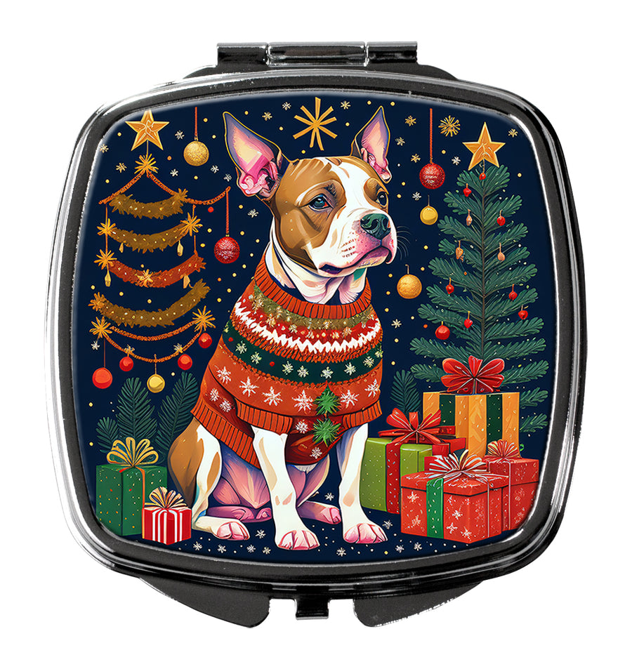 Pit Bull Terrier Christmas Compact Mirror Image 1