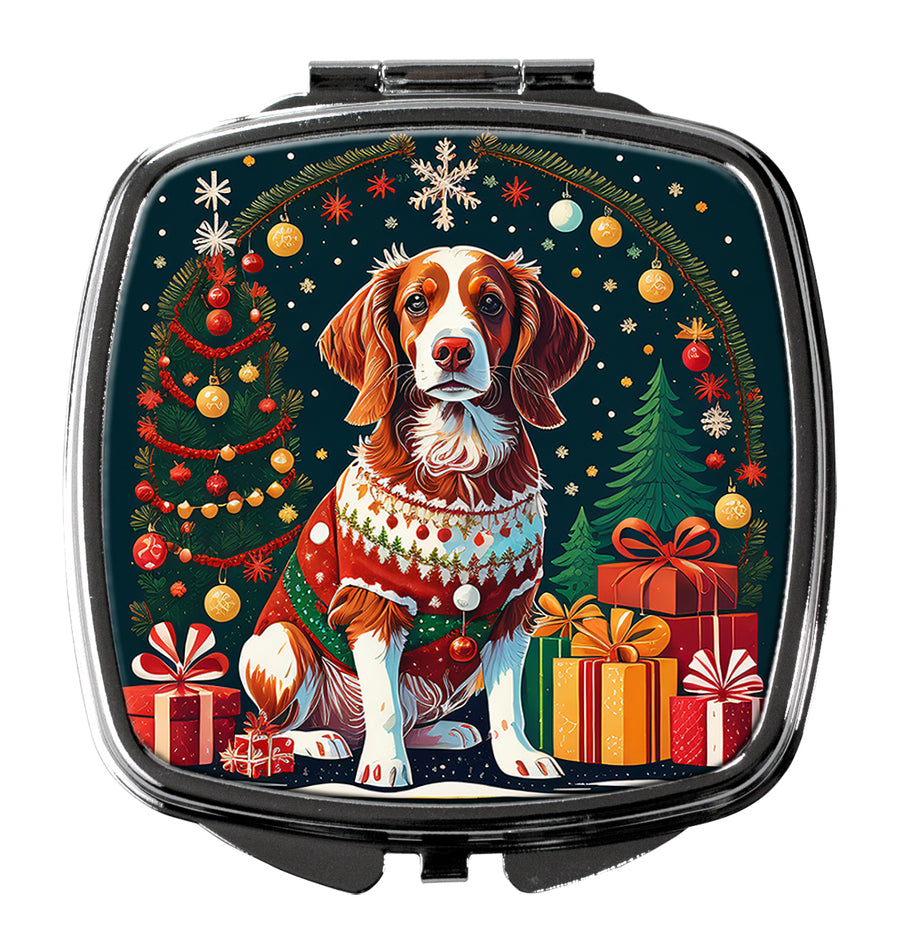 Brittany Spaniel Christmas Compact Mirror Image 1