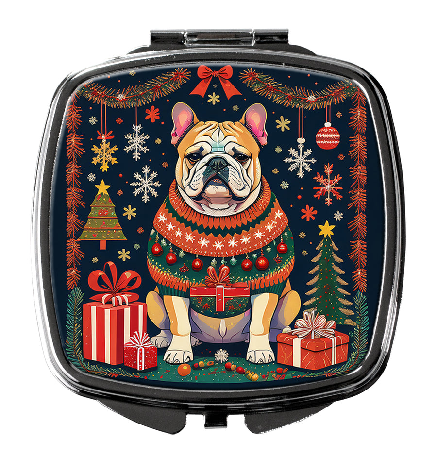 English Bulldog Christmas Compact Mirror Image 1