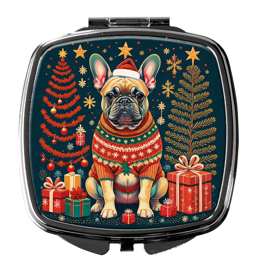 Fawn French Bulldog Christmas Compact Mirror Image 1