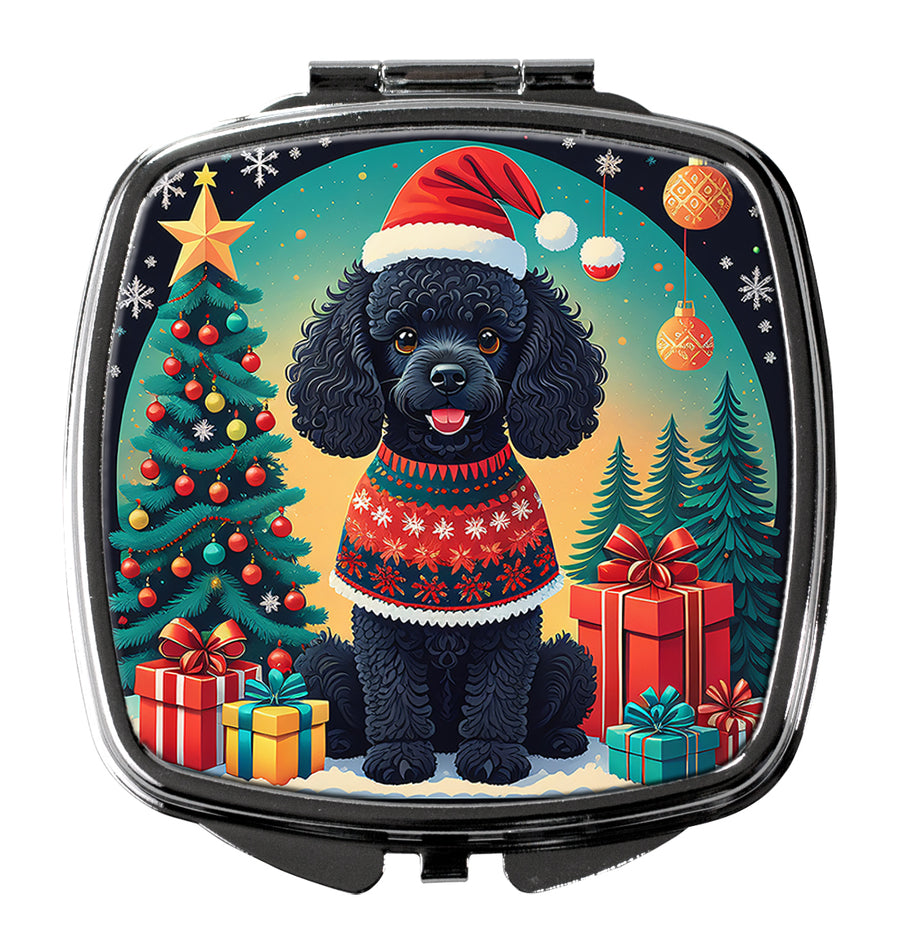 Black Toy Poodle Christmas Compact Mirror Image 1