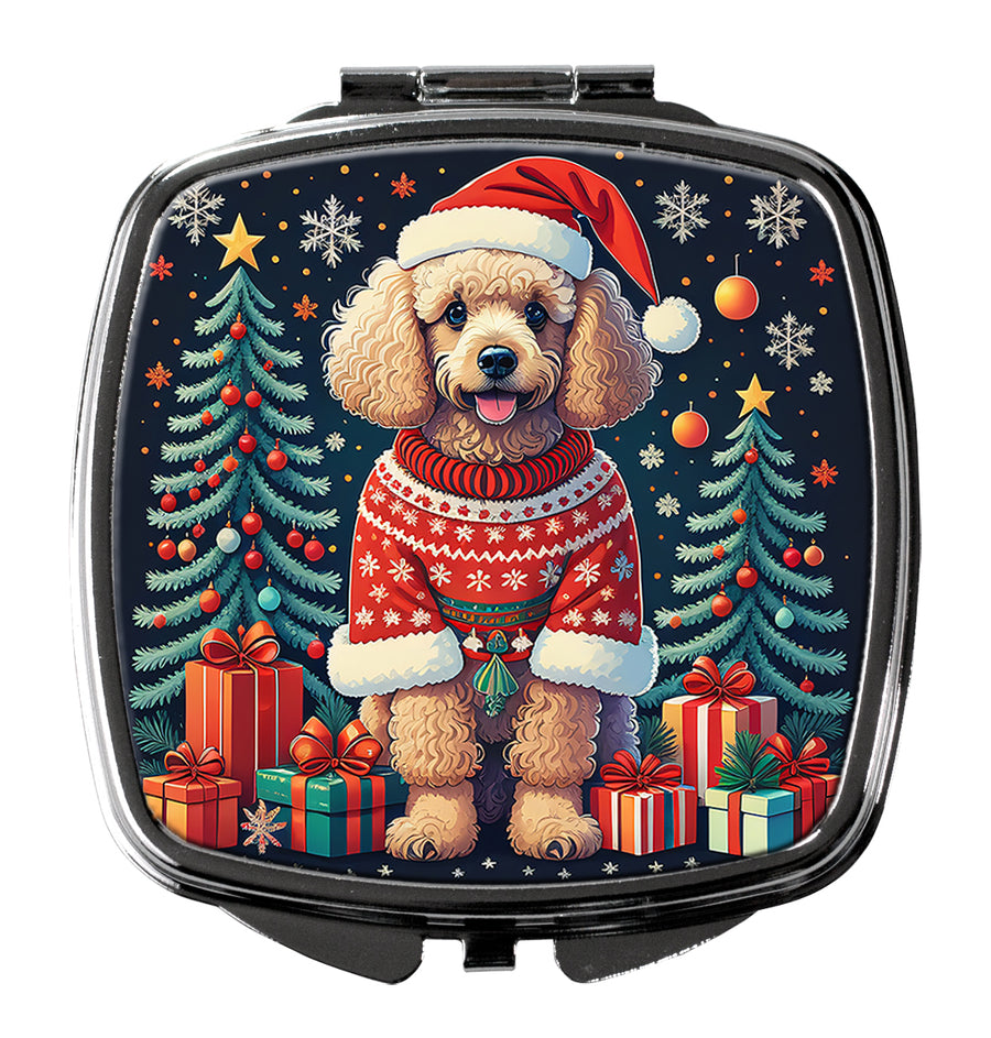 Apricot Toy Poodle Christmas Compact Mirror Image 1