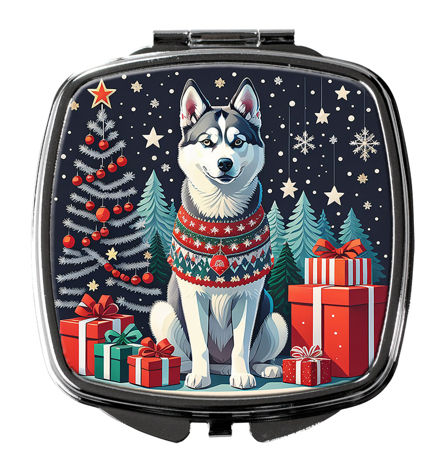 Siberian Husky Christmas Compact Mirror Image 1