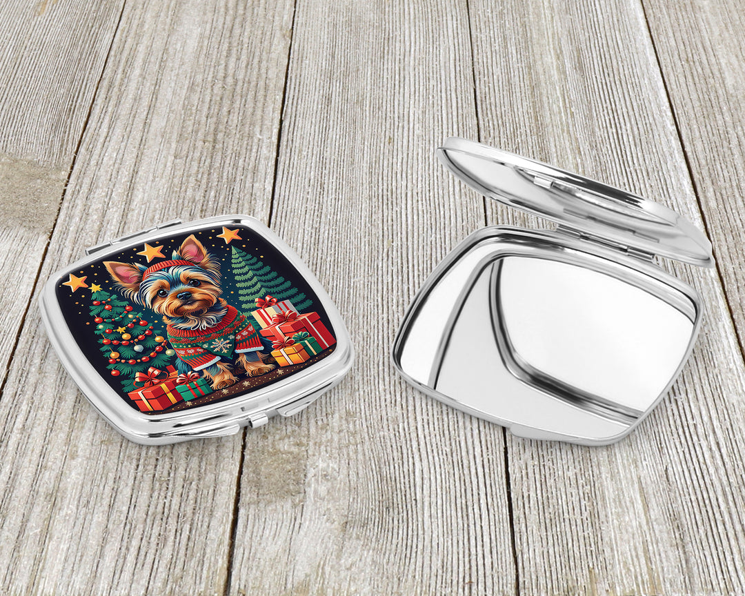 Yorkie Yorkshire Terrier Christmas Compact Mirror Image 3