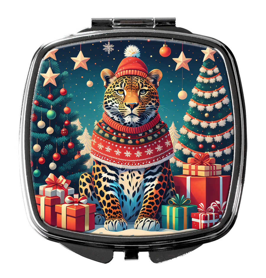 Leopard Christmas Compact Mirror Image 1