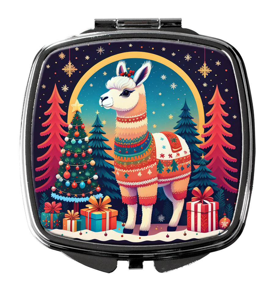 Llama Christmas Compact Mirror Image 1