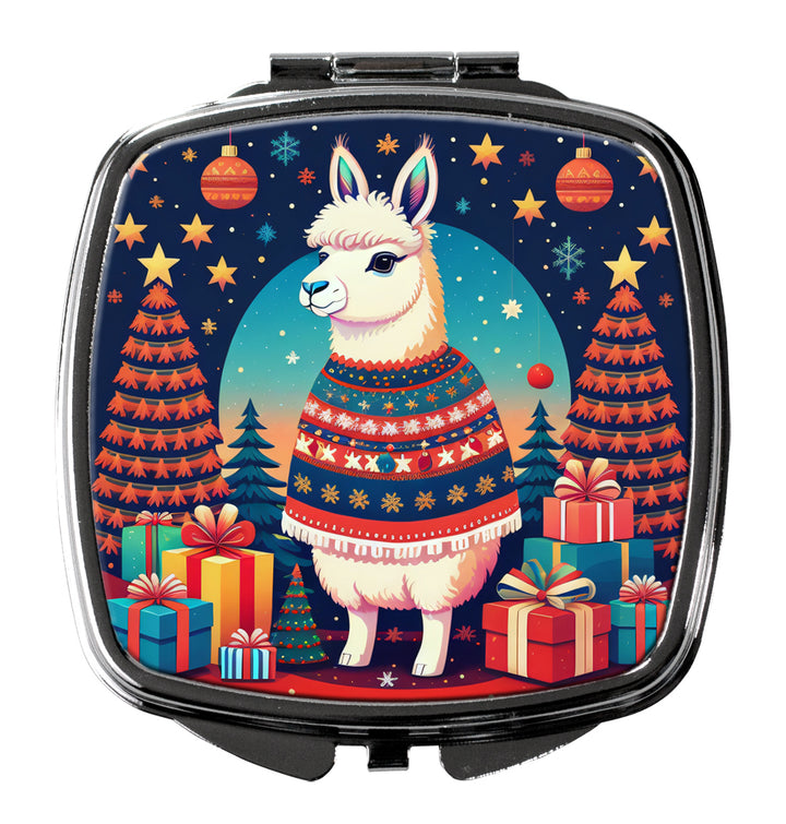 Llama Christmas Compact Mirror Image 1